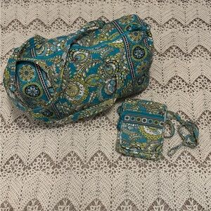 Retired Vera Bradley Peacock Stylish Paisley Print Women Bag Set Quilted Gym